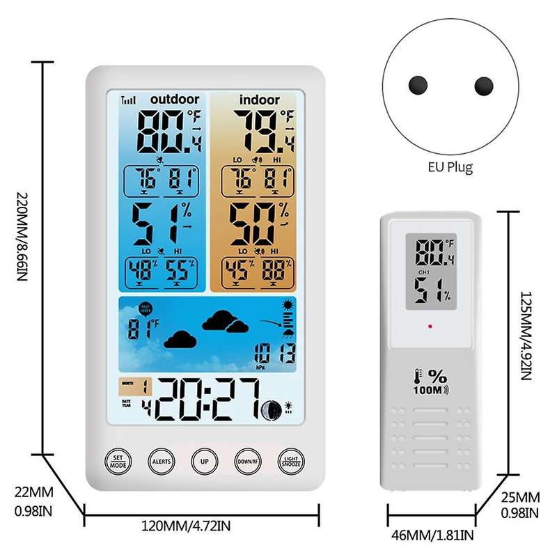 Weather Station Wireless Outdoor Hygrometer Digital Thermometer mmHg Barometer Digital Hygrometer Al