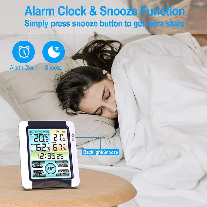 Weather Stations Wireless Indoor Thermometer Home Color Hygrometer with Transmitter
