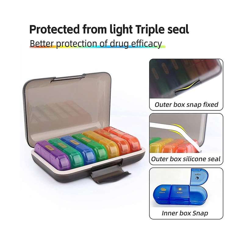 Weekly Contains 7 Cute Box 3 Times A Day, Am Pm Medication Organizer Travel Essentials