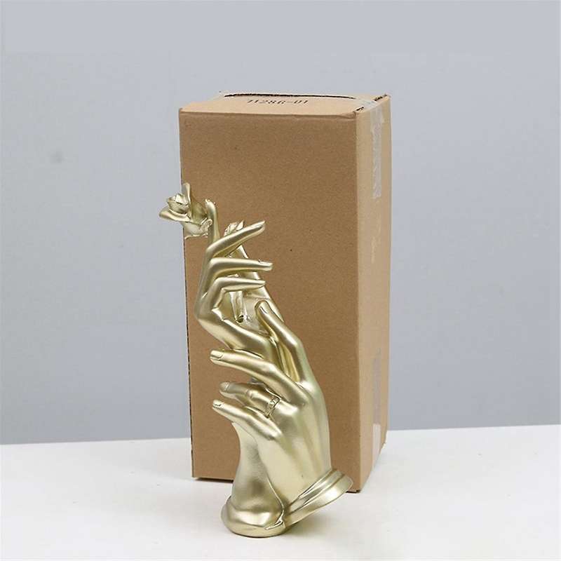 -wedding Valentines Day Gift Fashion-home Decor Resin Hands Hold Flower Statue Hands with Rose Sculp