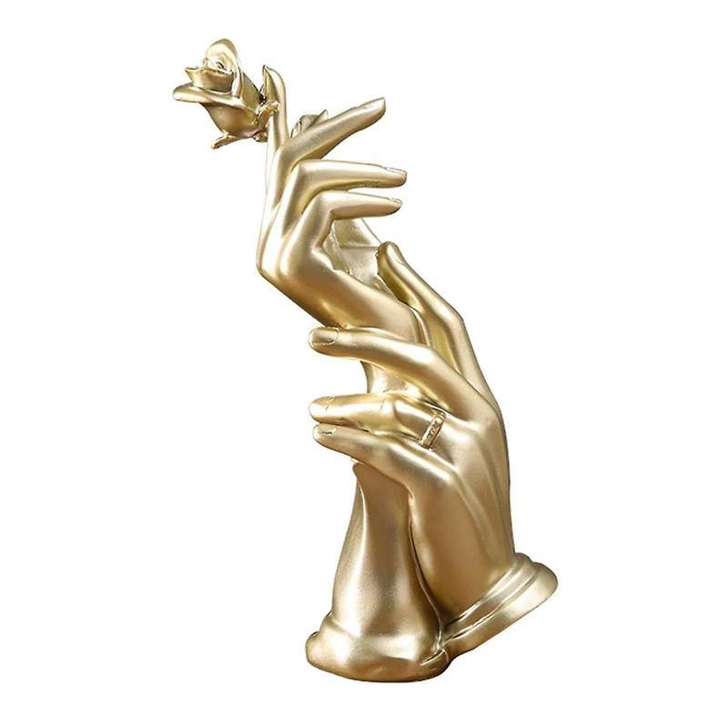 -wedding Valentines Day Gift Fashion-home Decor Resin Hands Hold Flower Statue Hands with Rose Sculp