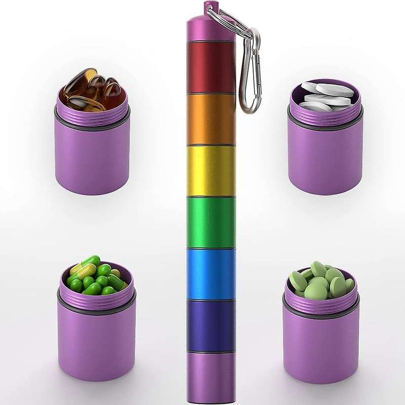 -Weekly Pill Box-Metal Pill Box 7 Day Waterproof-Travel Pill Case - Stackable Pill Container 2 Pack