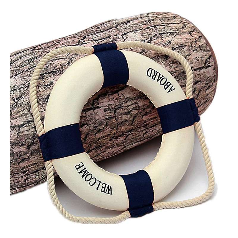 Welcome Aboard Foam Nautical Life Ring Boat Wall Hanging Home Decoration Blue 50cm