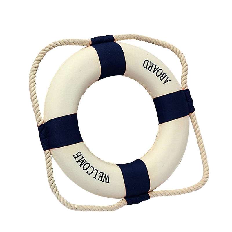 Welcome Aboard Foam Nautical Life Ring Boat Wall Hanging Home Decoration Blue 50cm