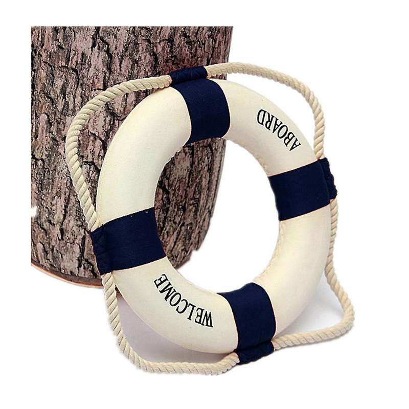 Welcome Aboard Foam Nautical Life Ring Boat Wall Hanging Home Decoration Blue 50cm