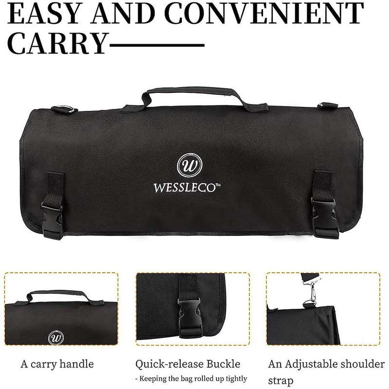 WESSLECO Knife Bag Nylon Chef Roll Bag with 8 Pocket