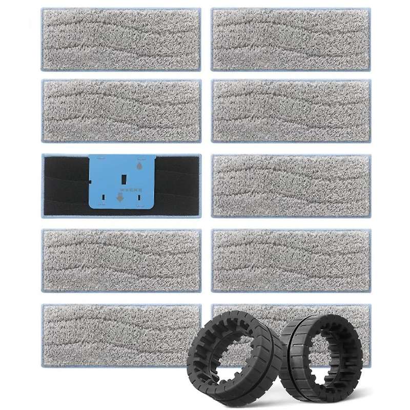 Wet Mop Pads and Replacement Wheel Tires for Jet M6 (6110) (6012) (6112) (6113) Ultimate Robot Mop