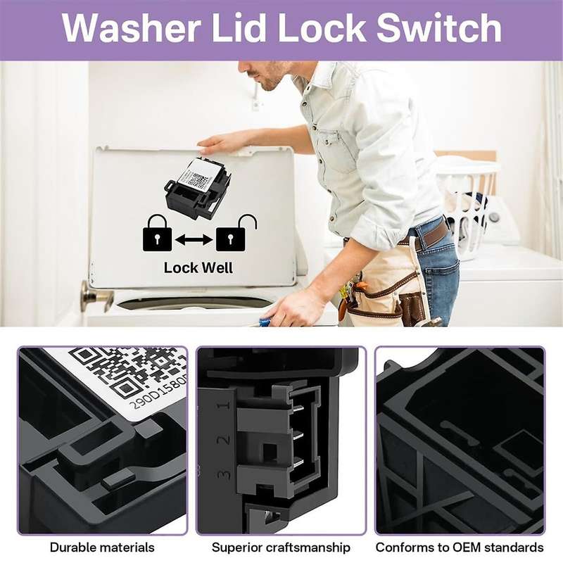 WH01X27954 Washer Lid Lock Switch Part 290D1580P004 for Top Load Washing Machine Door Lock Assembly