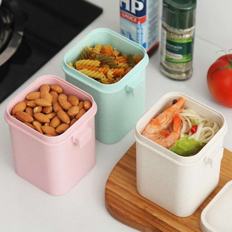 Wheat Straw Soup Cup Breakfast Cup Microwaveable Square Buckle Sealed Soup Pot Food Storage Containe
