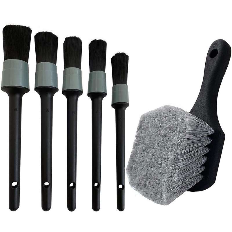 Wheel Tire Brush, Soft Bristle Car Wash Brush, 5 Different Sizes Detailing Brush, Cleans Dirty Tires