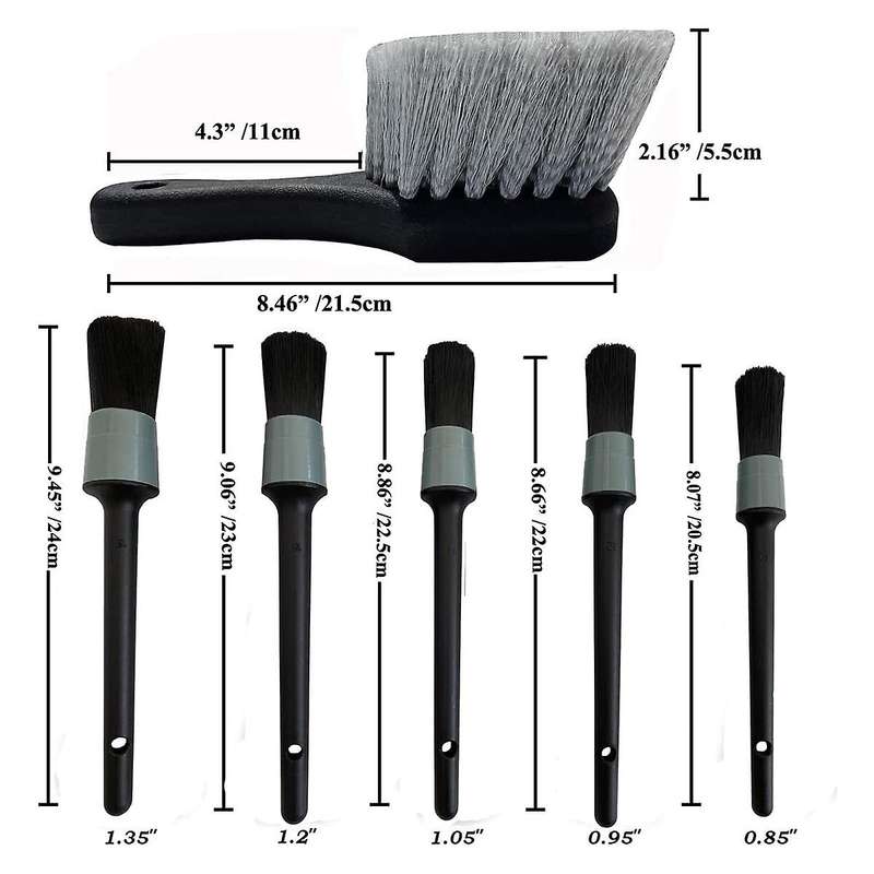 Wheel Tire Brush, Soft Bristle Car Wash Brush, 5 Different Sizes Detailing Brush, Cleans Dirty Tires