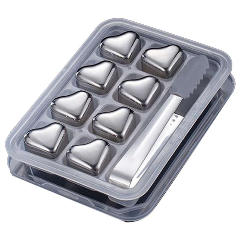 Whiskey Stones Gift Set Heart Shape Whiskey Rock Reusable Chilling Stone Stainless Steel Ice Cube