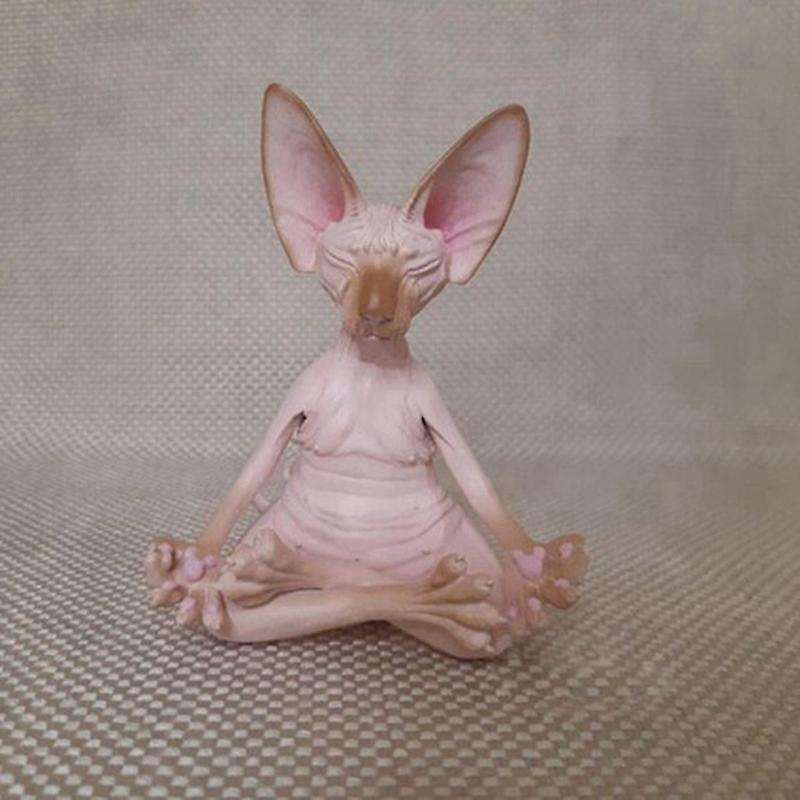 Whimsical Buddha Cat Figurine Meditation Sphynx Cat Meditate Art Sculptures Outdoor Garden Statue Fi