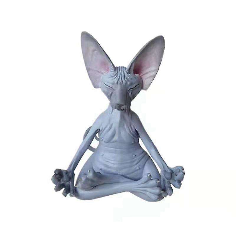 Whimsical Buddha Cat Figurine Meditation Sphynx Cat Meditate Art Sculptures Outdoor Garden Statue Fi