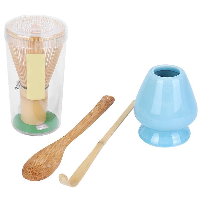 Whisk Set Bamboo Tea 4 Including 100 Whisk (chasen), Traditional Scoop (chashaku), Tea Spoon, Whisk
