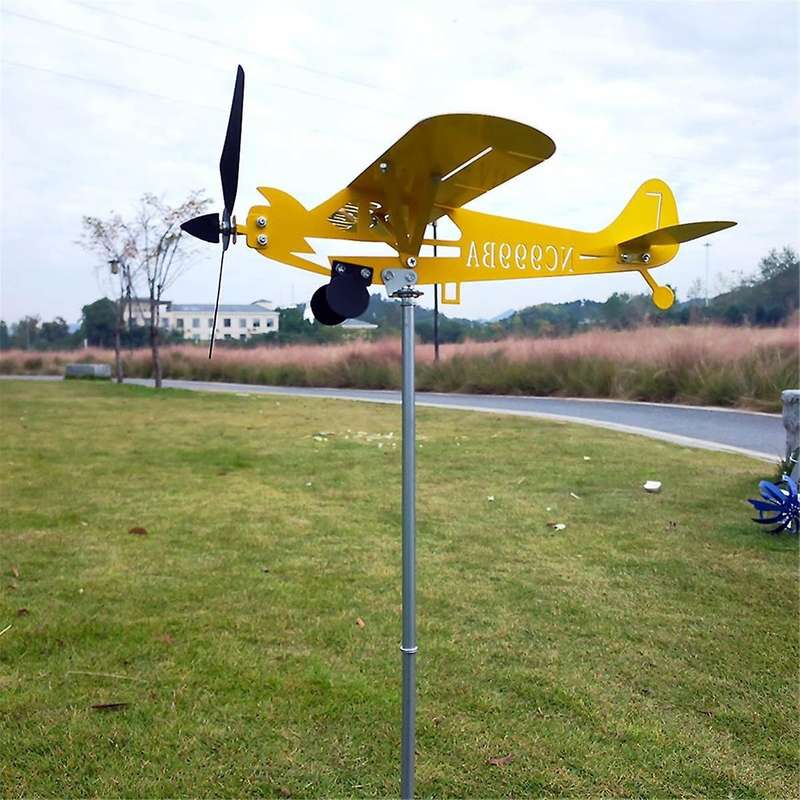 Whirligigs and Wind Spinners Airplane Windmill Iron Wind Spinners Wind Plane Sculptures Spinners Air