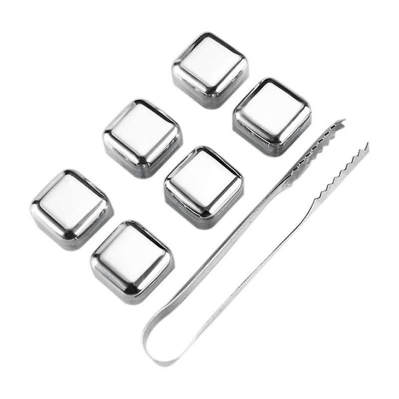 Whiskey Stones 6 Pack, Metal Reusable Ice-Cubes, High Cooling Technology, Stainless Steel Ice-Cubes