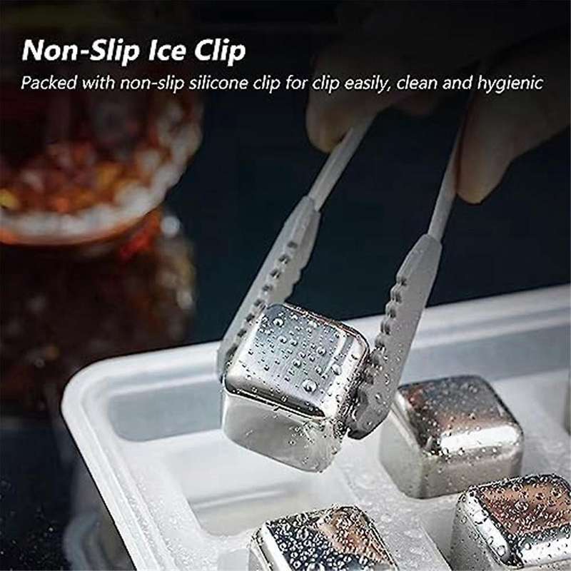 Whiskey Stones 6 Pack, Metal Reusable Ice-Cubes, High Cooling Technology, Stainless Steel Ice-Cubes
