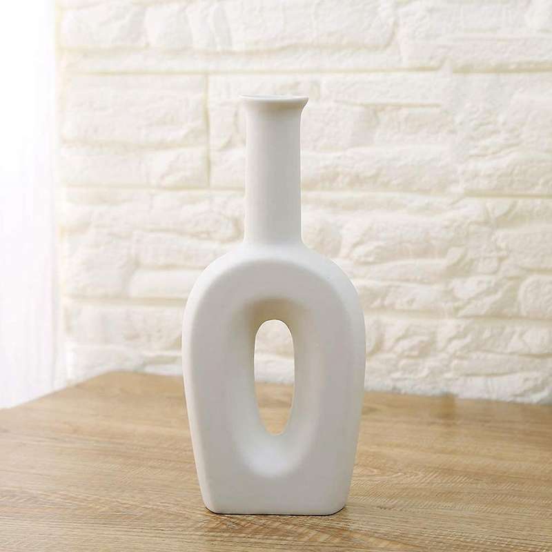 White Ceramic Vase-Elegant Design-Table Center Vase Perfect Home Decoration Vase (L)