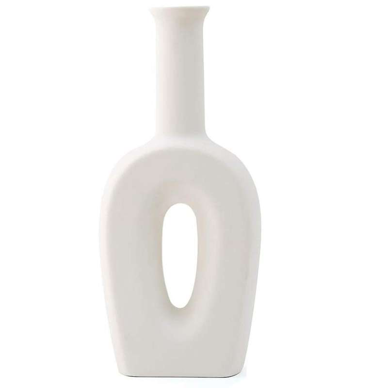 White Ceramic Vase-Elegant Design-Table Center Vase Perfect Home Decoration Vase (L)