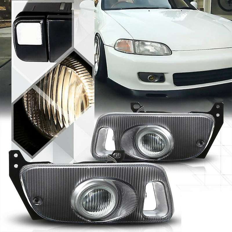 White Fog Light Bumper Lamps with Switch+Harness+Bezel for 2/3Dr 92-95