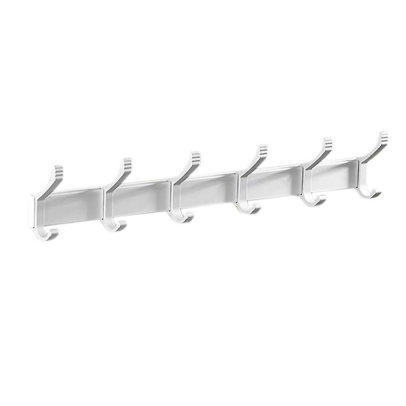 White Coat Hooks, Wall Mounted Coat Rack Aluminum Alloy Towel Rope Hook Moveable Dual-Hooks for Bath