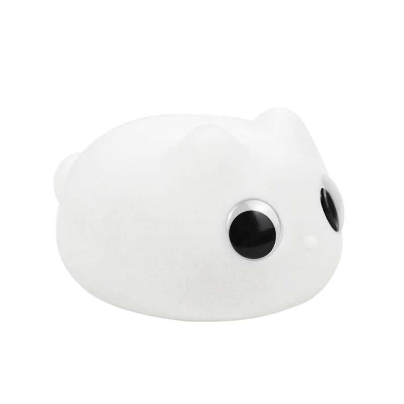 White Eyes Cat Silicone Night Light USB Rechargeable Desk Bedside Sleep Night Lamp Pet Birthday Gift