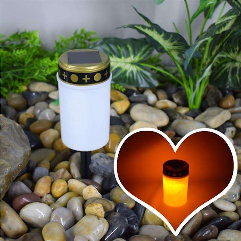 White Grave Candle for Cemetery Grave Solar Lights with Lighting LED Grave Light 1Pcs