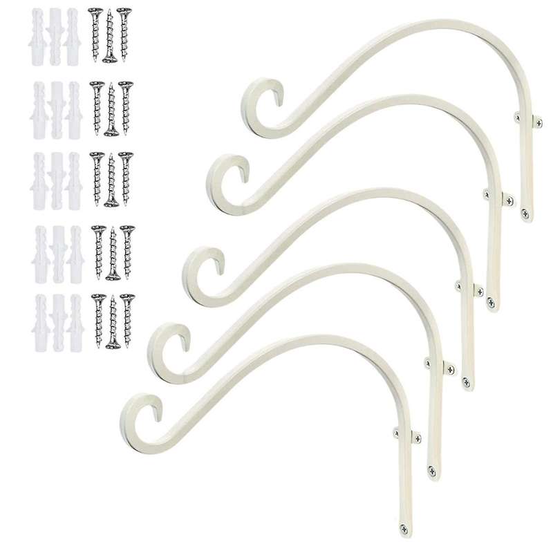White Gardening Hook Flower Rack Balcony Garden Hanging Flower Rack Hook Hanging Plant Bracket Wall
