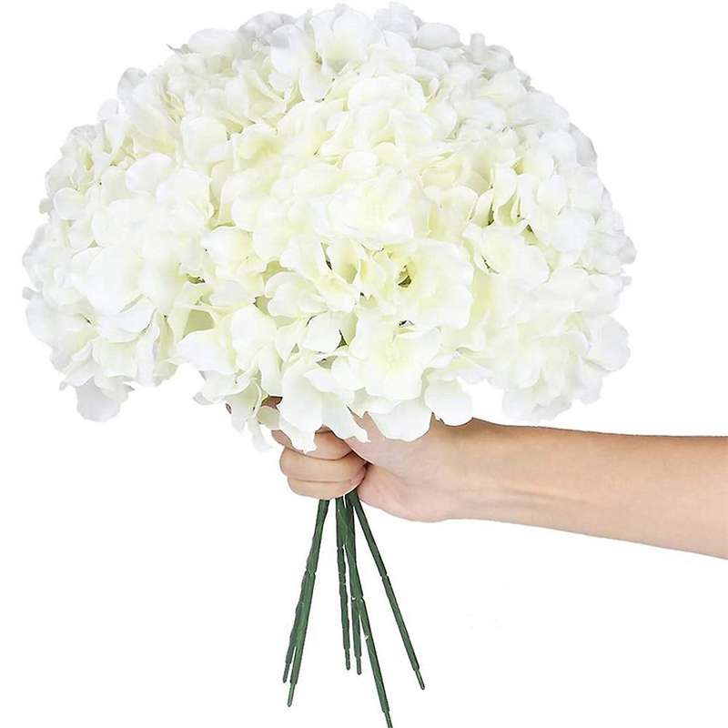 White Hydrangea Silk Flowers Heads Pack Of 20 Hydrangea Flowers Artificial with Stems for Wedding