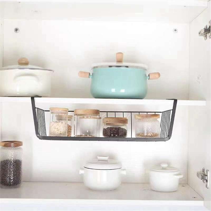 White Hanging Net Basket Large Capacity Hanging Under Cabinet Wall Wardrobe Storage Basket Kitchen T