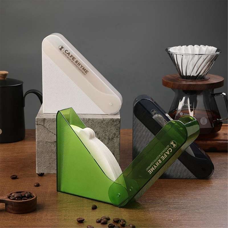White Hand-Brewed Coffee Filter Paper Storage Box Fan-Shaped Filter Paper Box Filter Paper Dust-Proo