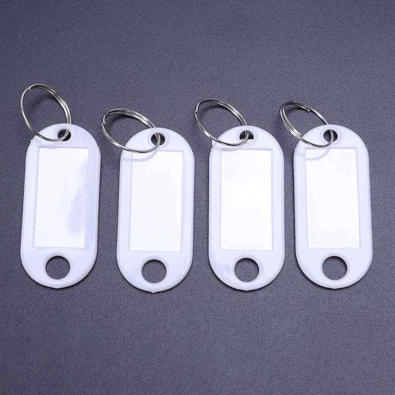 White Portable Plastic Key Fob Key Tag Id Labels 20 Pieces
