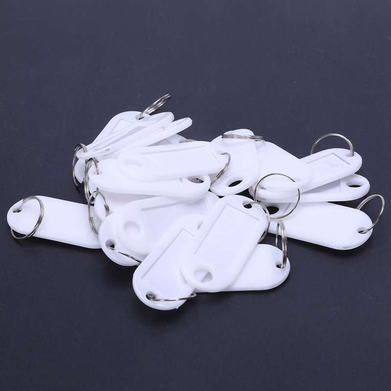 White Portable Plastic Key Fob Key Tag Id Labels 20 Pieces