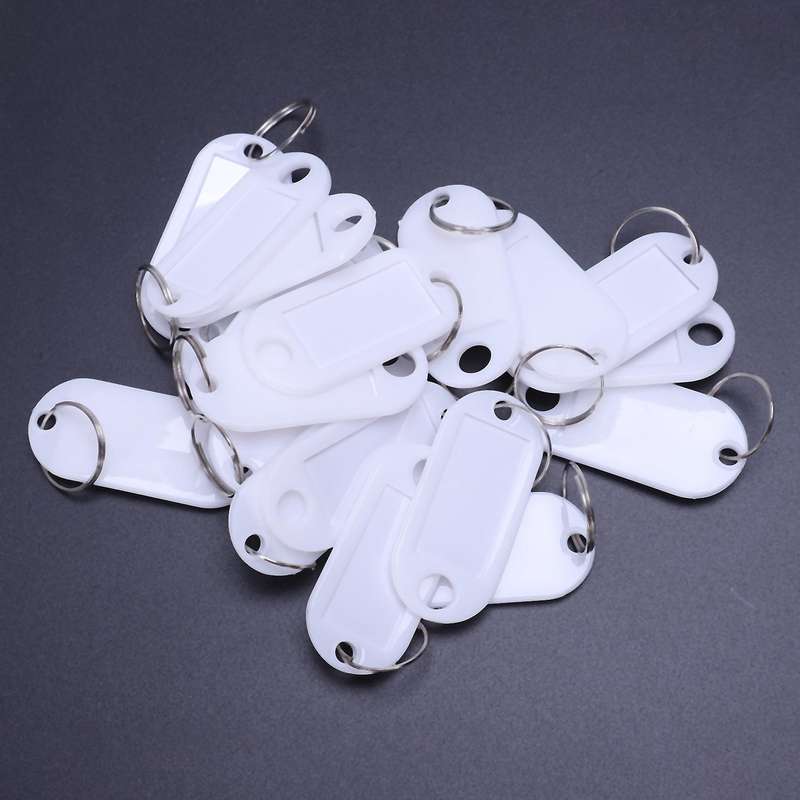 White Portable Plastic Key Fob Key Tag Id Labels 20 Pieces