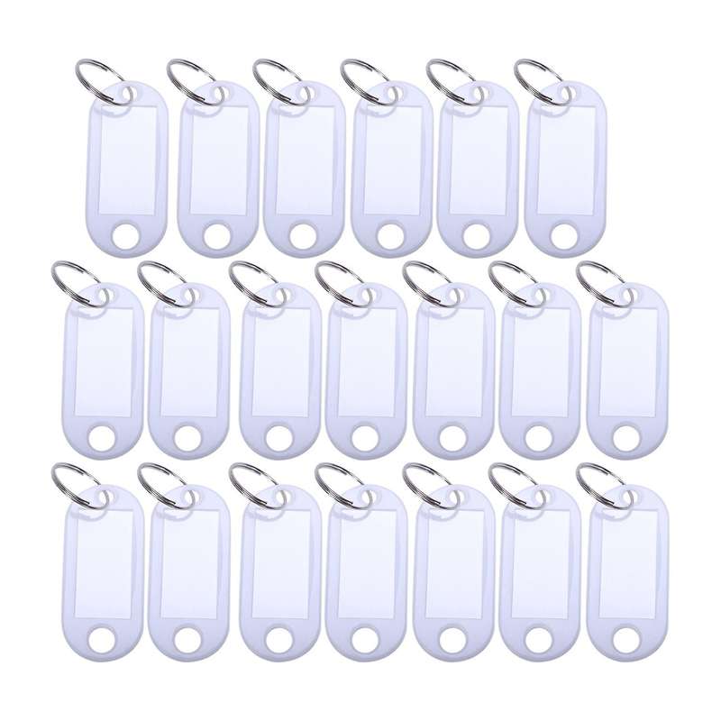 White Portable Plastic Key Fob Key Tag Id Labels 20 Pieces