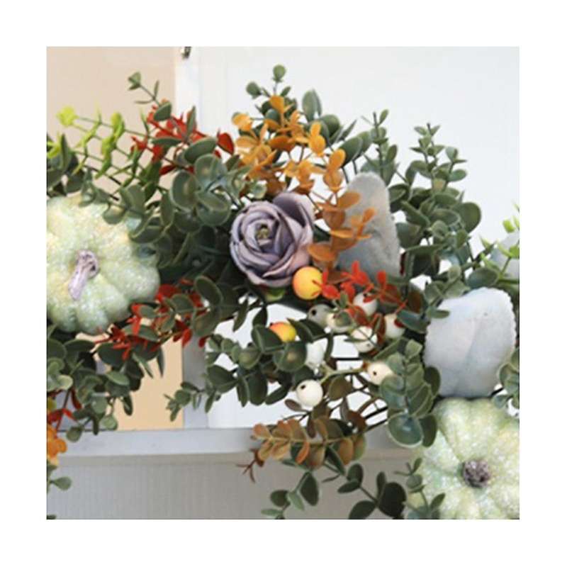 White Pumpkins Ranunculus Wreath Fall Decor for Front Door, Handmade Hydrangea Big White Pumpkin Wre