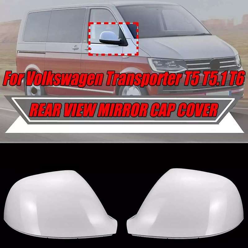 White Rearview Mirror Cover Side Mirror Cover Case for -Transporter T5 T5.1 2010-2015 T6 2016-2019 7