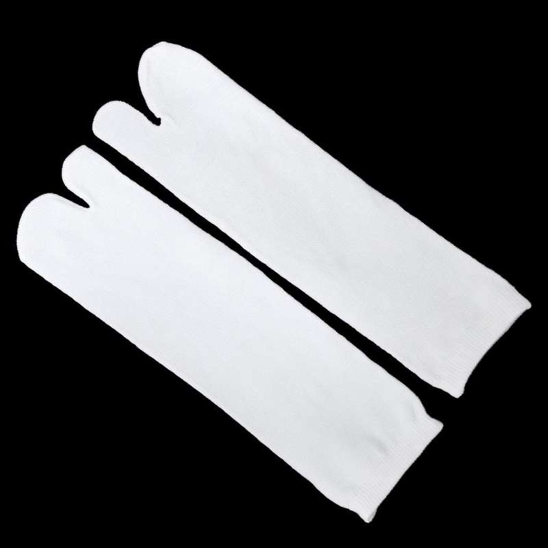 White Unisex Japanese Geta Clog Flip Flop Cotton Tabi Socks Split Toe