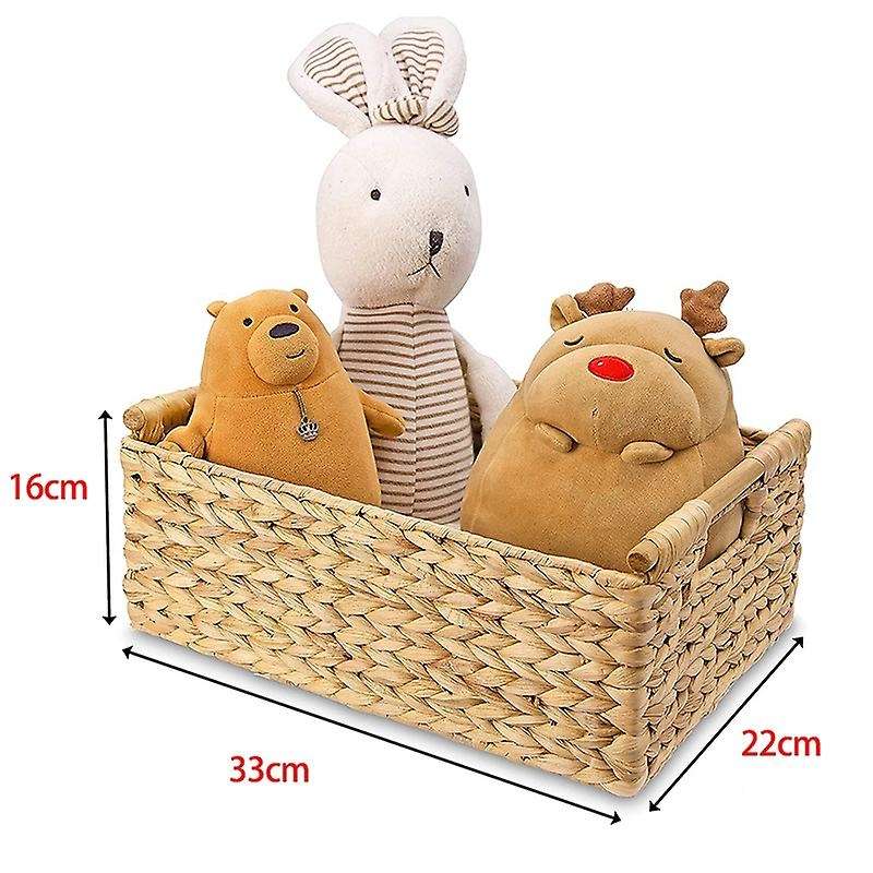 Wicker Basket Rectangular with Wooden Handles for Shelves,water Hyacinth Basket Storage,natural Bas