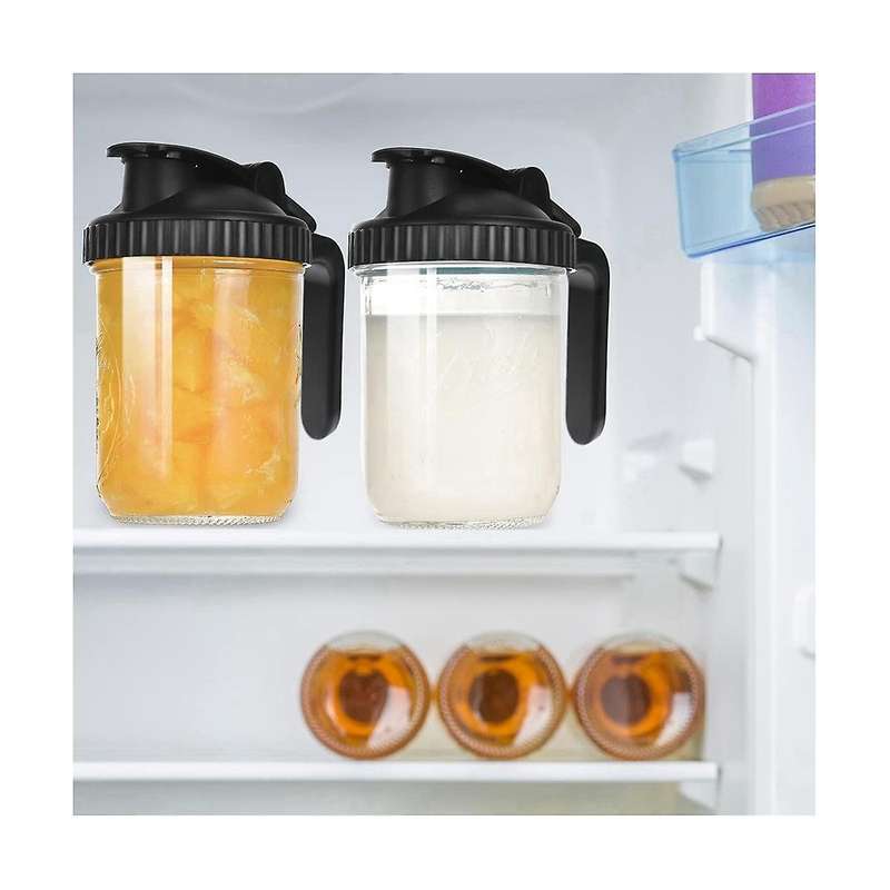 Wide Mouth Jar Pour Spout Lids with Handle Reusable Plastic Flip Cap Lid,leak-proof Airtight Seal(j