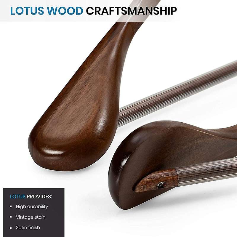 Wide Shoulder Wooden Hangers 6 Pack with Non Pants Bar - Finish Solid Wood Suit Hanger Coat Hanger