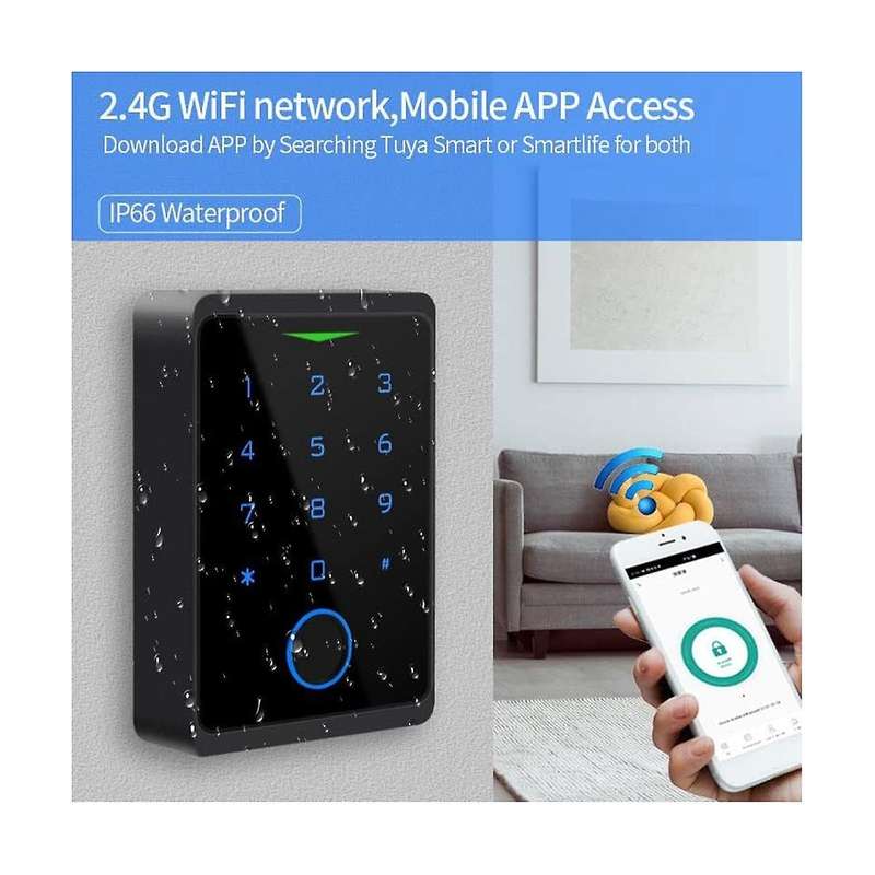 Wifi Access Control Keypad,fingerprint Controler,125khz Card,door Lock Opener, App Door Keypad,remo