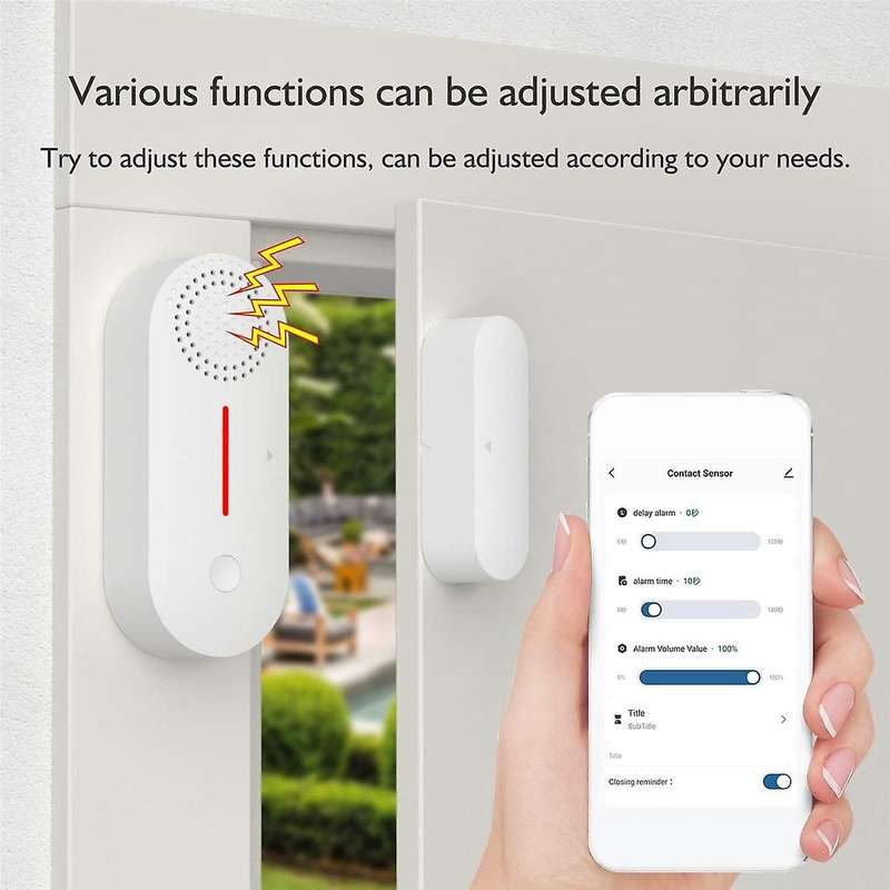 WIfi Alarm Wireless Magnetic Door Window Sensor, Window and Door Alarms, Tuya Smart Devices Door Chi