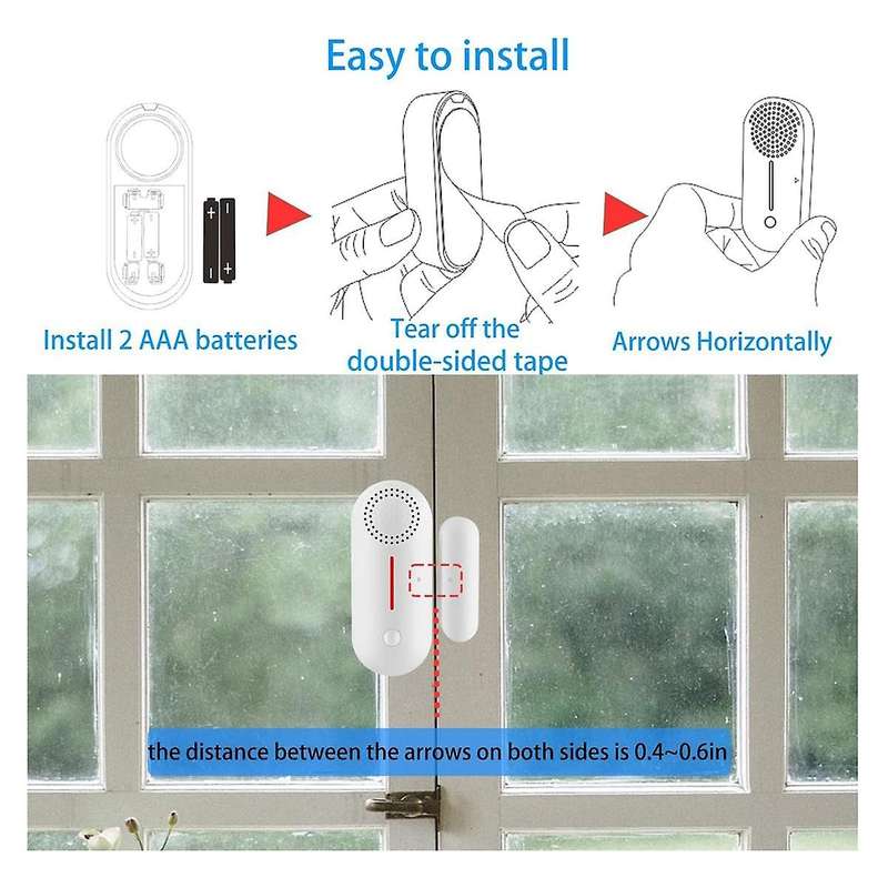 WIfi Alarm Wireless Magnetic Door Window Sensor, Window and Door Alarms, Tuya Smart Devices Door Chi