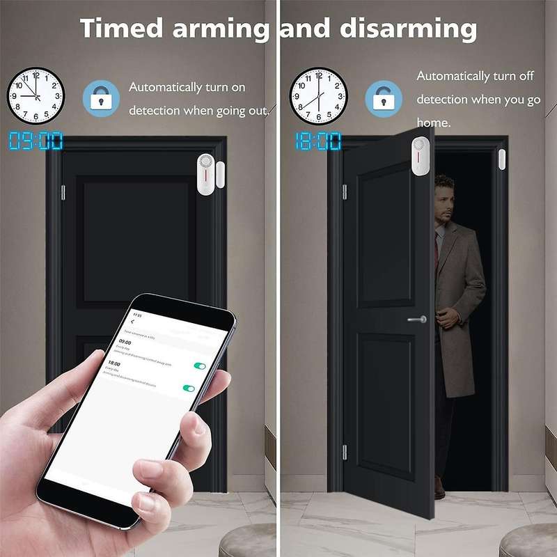 WIfi Alarm Wireless Magnetic Door Window Sensor, Window and Door Alarms, Tuya Smart Devices Door Chi