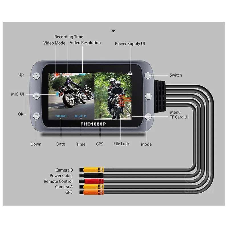 WiFi Motorcycle DVR Dash Cam 1080P+1080P Full HD Front Rear View Waterproof Motorcycle Camera GPS Lo