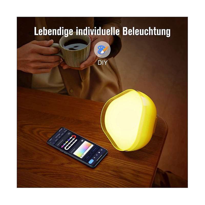 Wifi Smart Desk Lamp Bedside Lamp Rgb Music Rhythm Night Light Compatible with Home Night Light Bat