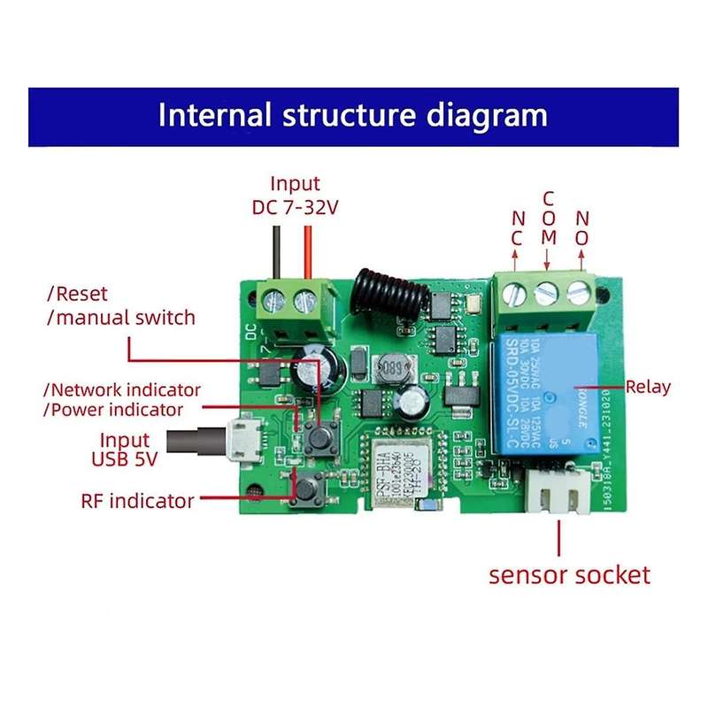 WiFi Smart Temperature Switch 7-32V Passive Dry Contact Relay Real-Time Monitor Smart Module(A)