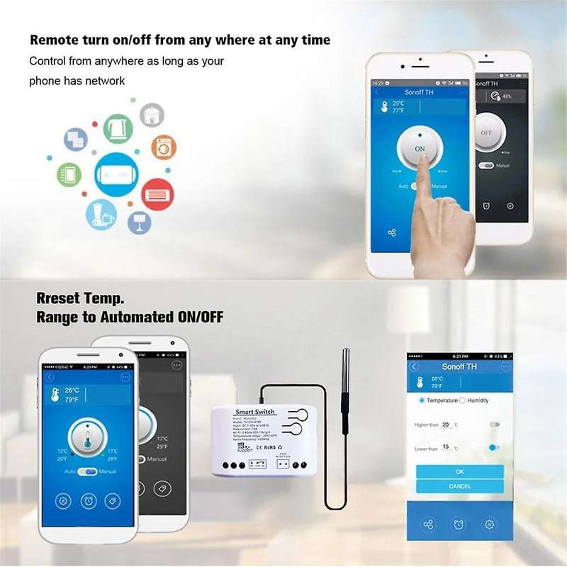 WiFi Smart Temperature Switch 7-32V Passive Dry Contact Relay Real-Time Monitor Smart Module(A)